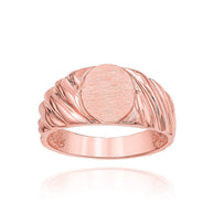 Gold Twisted Oval Engravable Signet Ring (Available in Yellow/Rose/White Gold)