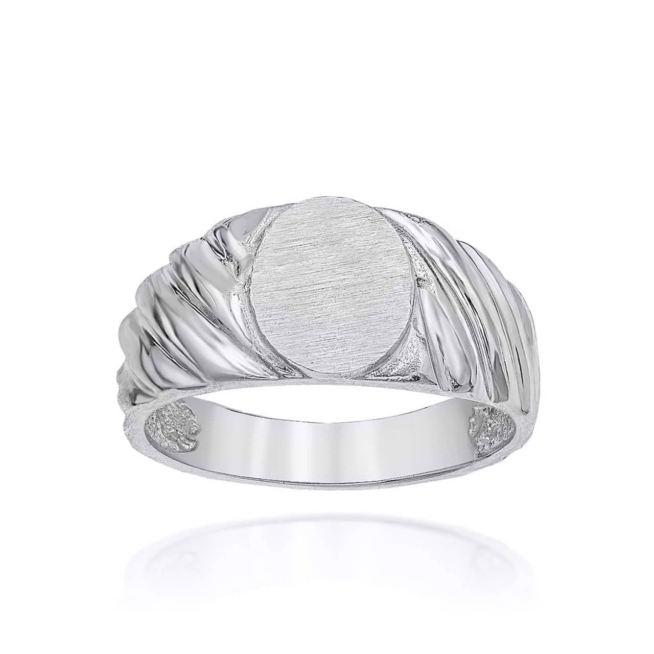 Gold Twisted Oval Engravable Signet Ring (Available in Yellow/Rose/White Gold)