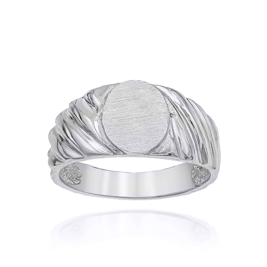 Gold Twisted Oval Engravable Signet Ring (Available in Yellow/Rose/White Gold)