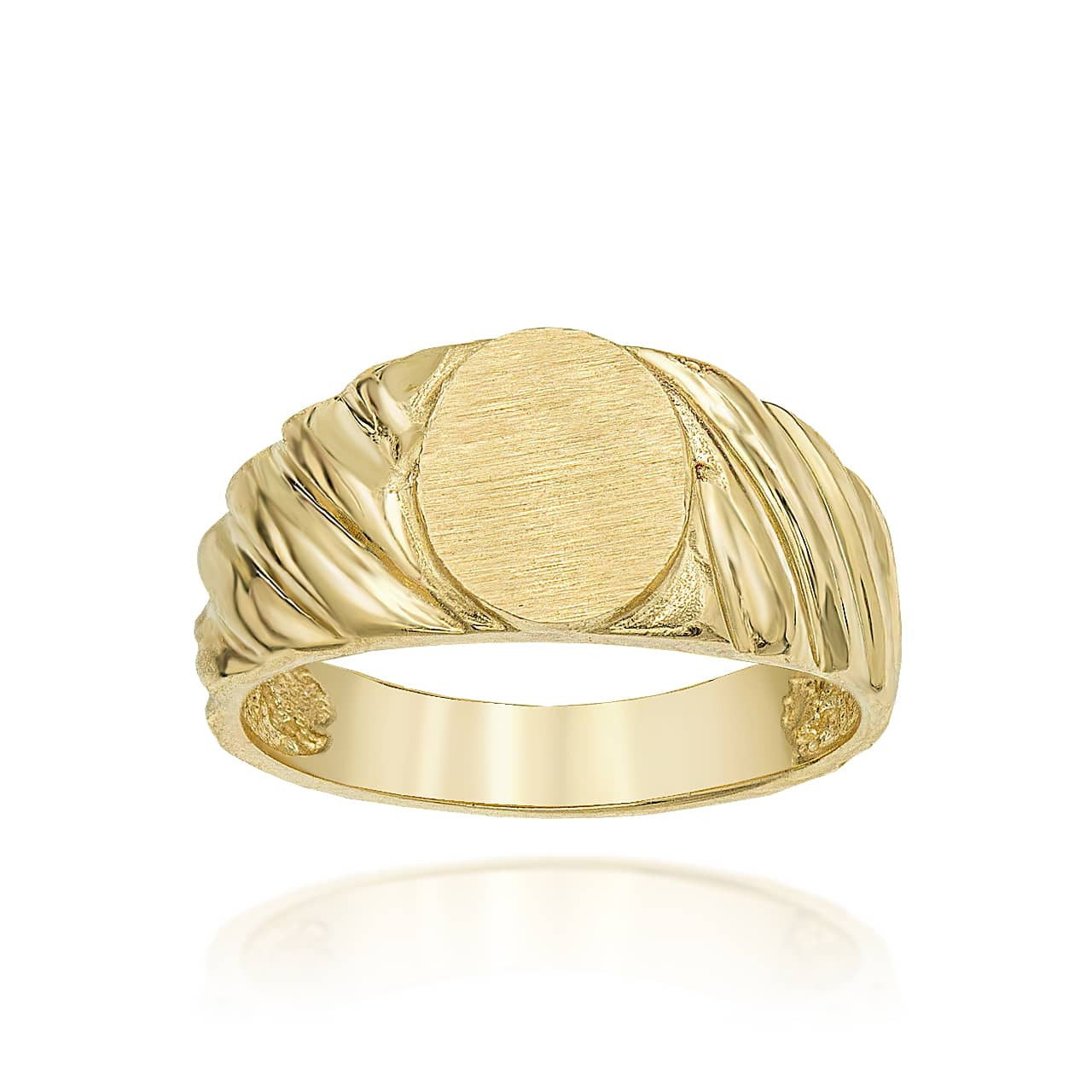 Gold Twisted Oval Engravable Signet Ring (Available in Yellow/Rose/White Gold)