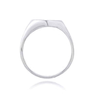 White Gold Heart Signet Ring