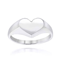 White Gold Heart Signet Ring