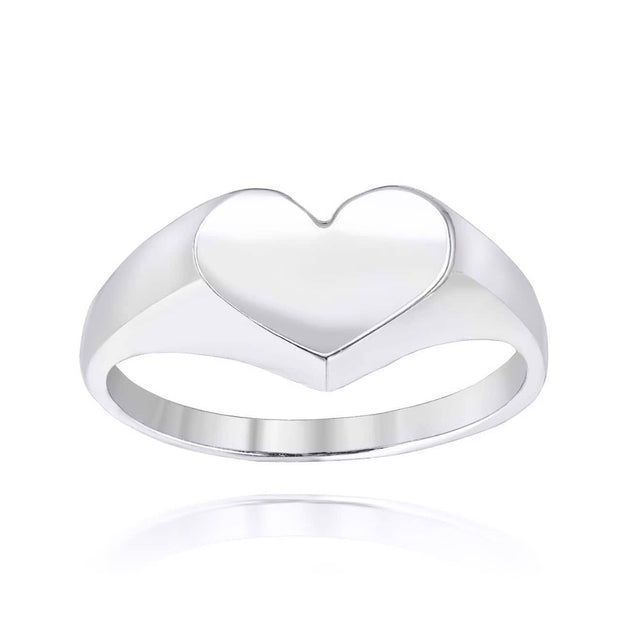 White Gold Heart Signet Ring