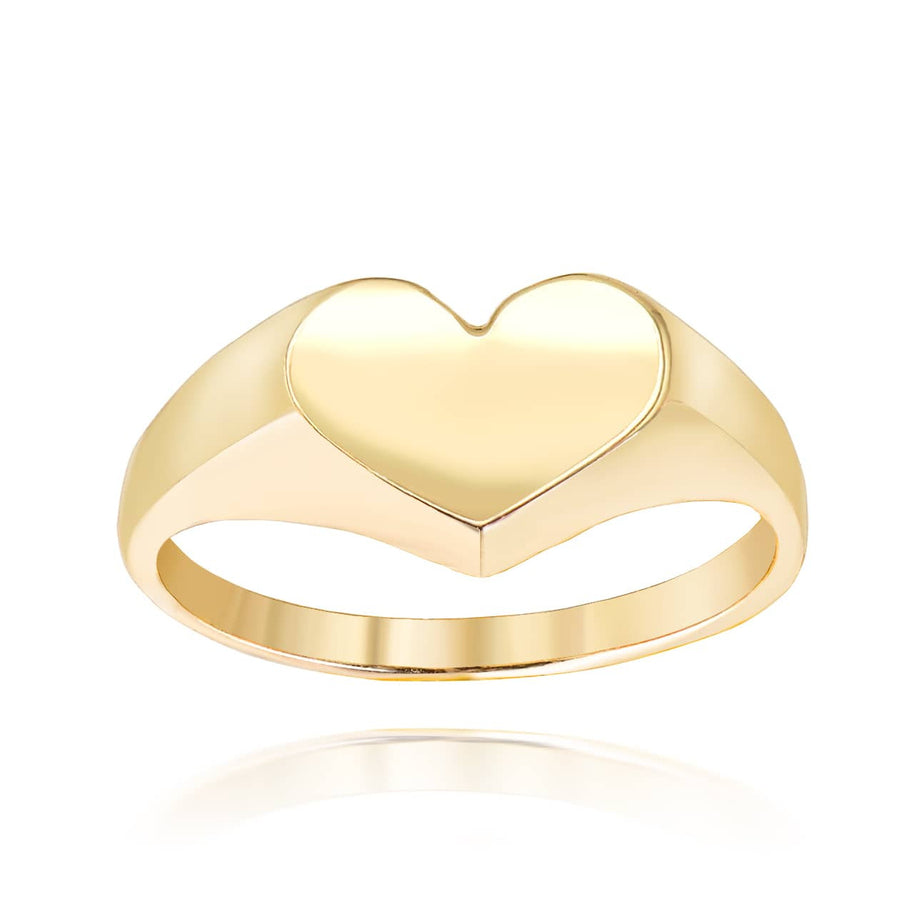 Yellow Gold Engravable Heart Signet Ring