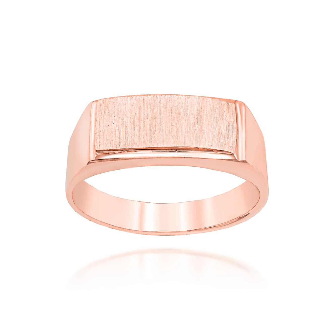 Gold Engravable Rectangular Signet Ring (Available in Yellow/Rose/White Gold)