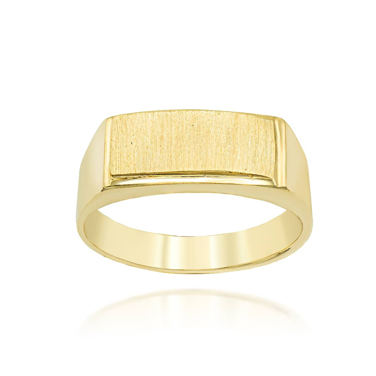 Gold Engravable Rectangular Signet Ring (Available in Yellow/Rose/White Gold)