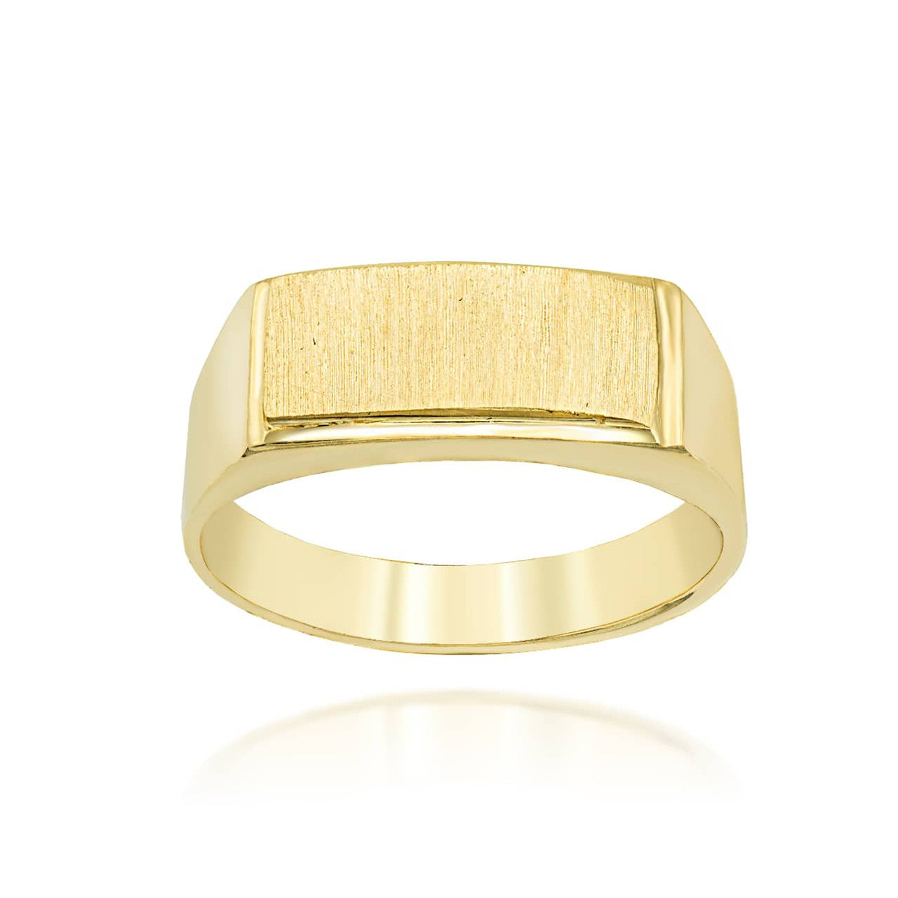 Gold Engravable Rectangular Signet Ring (Available in Yellow/Rose/White Gold)