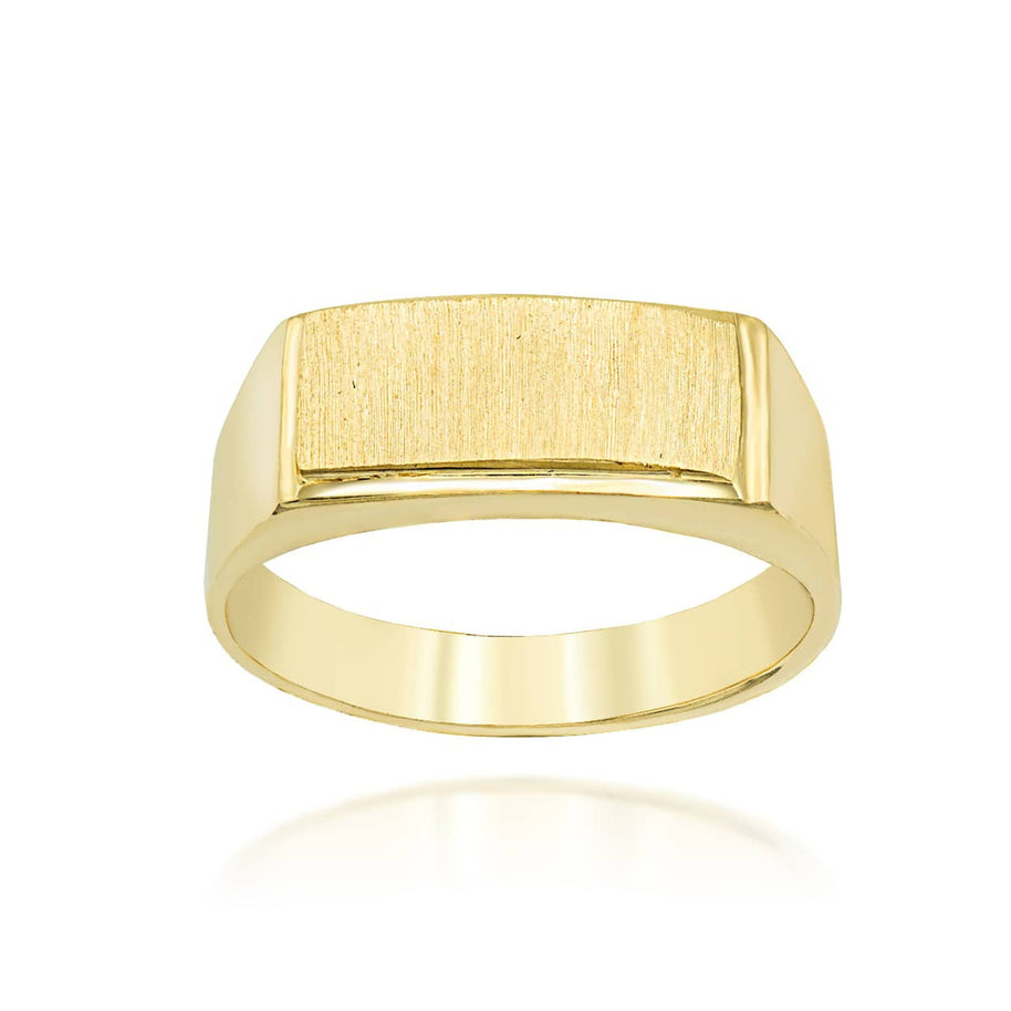 Gold Engravable Rectangular Signet Ring (Available in Yellow/Rose/White Gold)