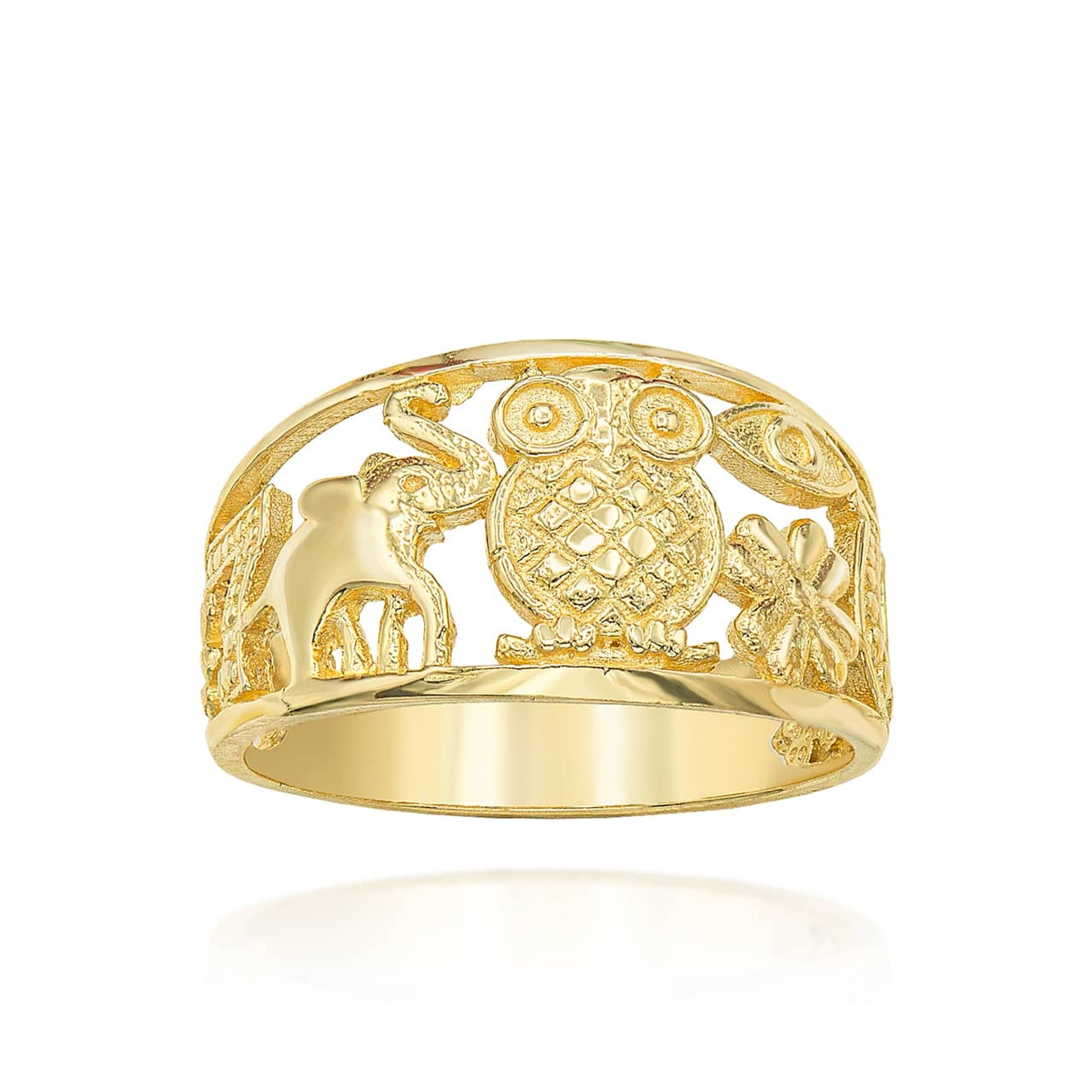 Gold Good Luck Symbols Band Ring (Available in Yellow/Rose/White Gold)