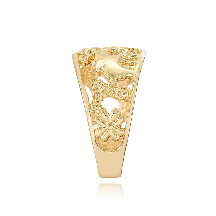 Gold Good Luck Symbols Band Ring (Available in Yellow/Rose/White Gold)
