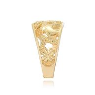 Gold Good Luck Symbols Band Ring (Available in Yellow/Rose/White Gold)
