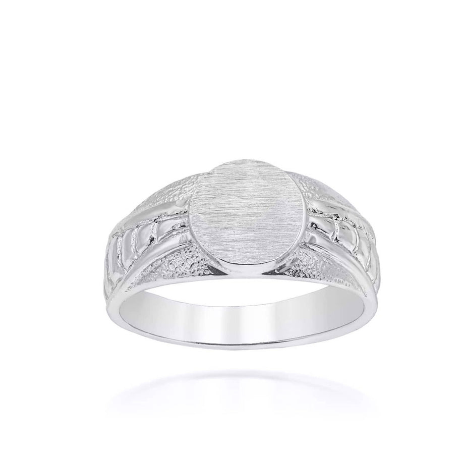 Gold Dainty Textured Engravable Signet Ring (Available in Yellow/Rose/White Gold)