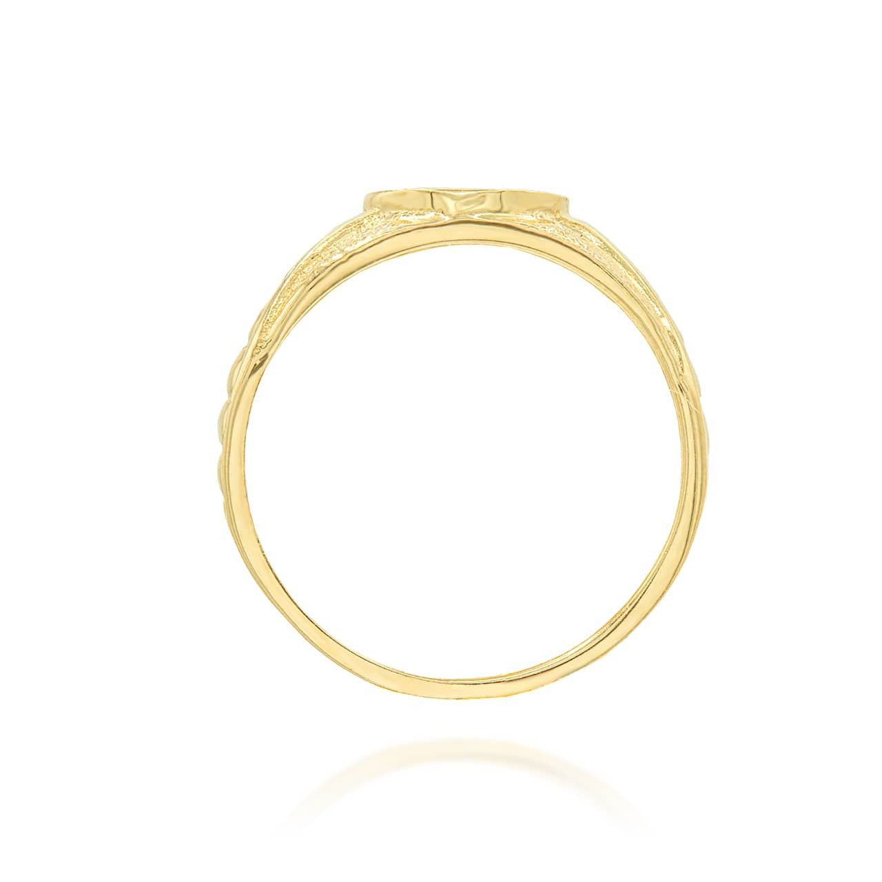Gold Dainty Textured Engravable Signet Ring (Available in Yellow/Rose/White Gold)