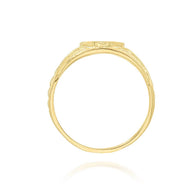 Gold Dainty Textured Engravable Signet Ring (Available in Yellow/Rose/White Gold)