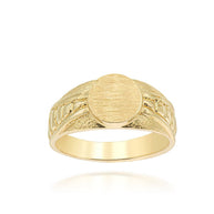 Gold Dainty Textured Engravable Signet Ring (Available in Yellow/Rose/White Gold)