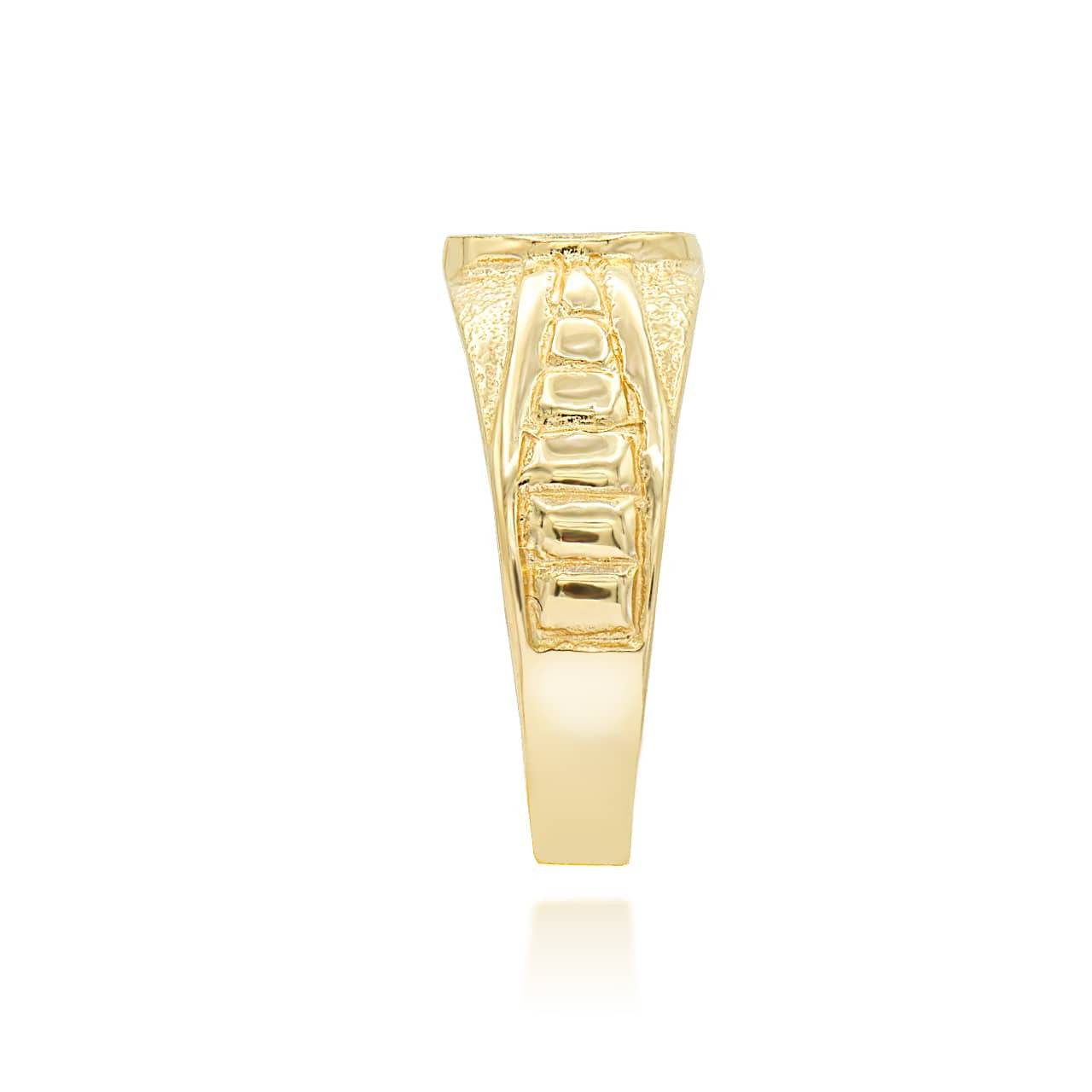 Gold Dainty Textured Engravable Signet Ring (Available in Yellow/Rose/White Gold)