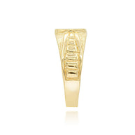 Gold Dainty Textured Engravable Signet Ring (Available in Yellow/Rose/White Gold)