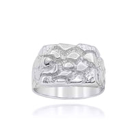 .925 Sterling Silver Nugget Men's Ring