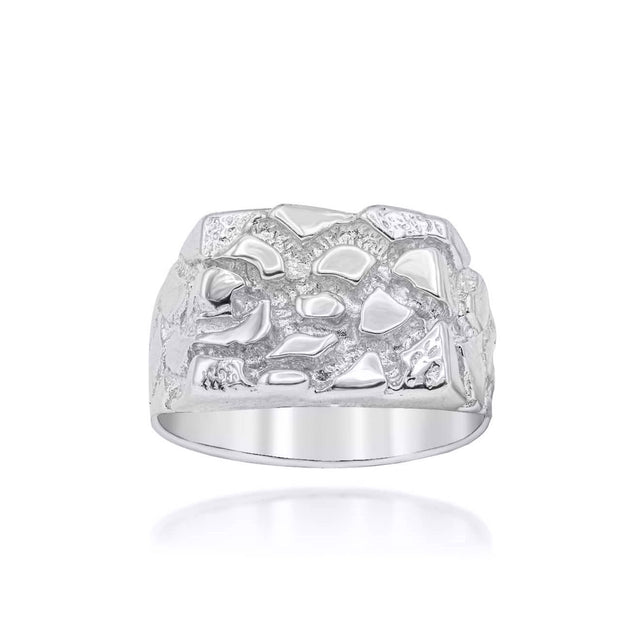.925 Sterling Silver Nugget Men's Ring