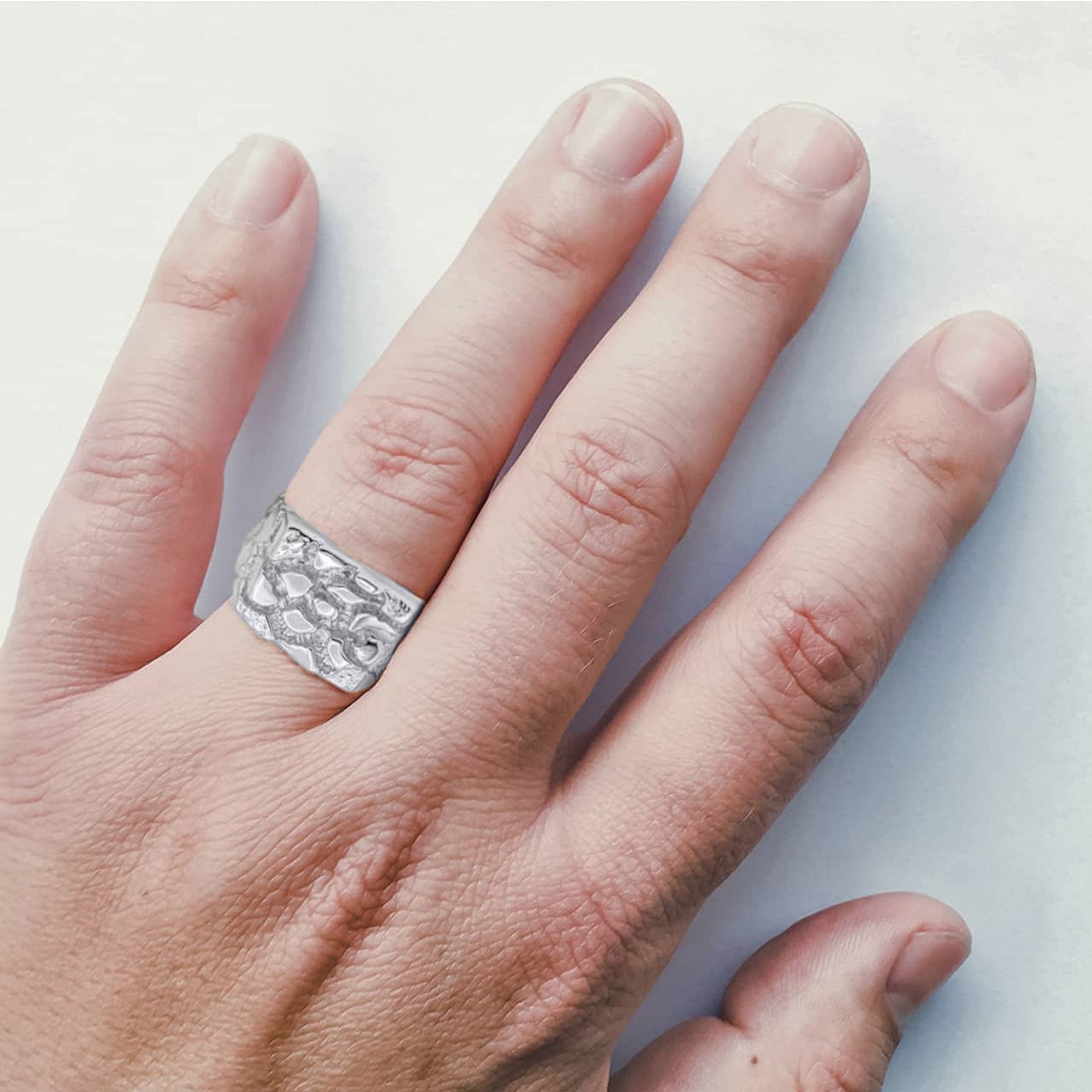 .925 Sterling Silver Nugget Men's Ring
