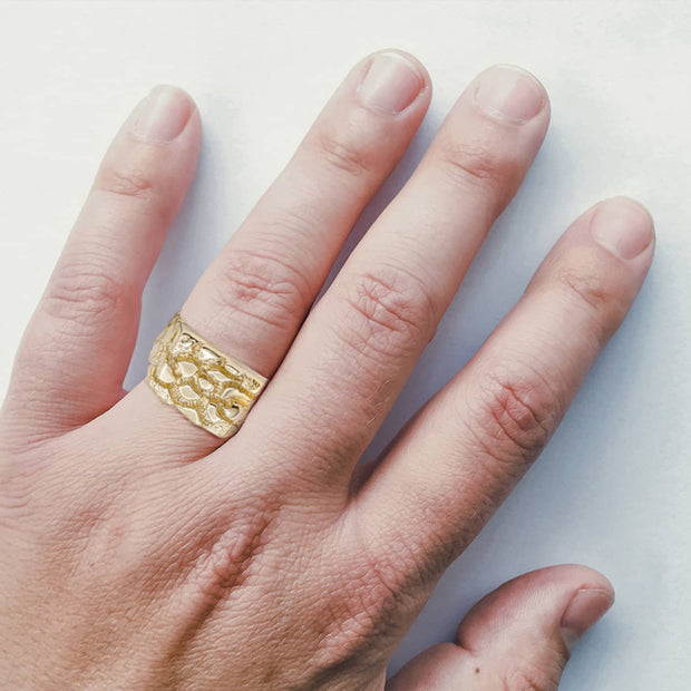 Gold Nugget Men's Ring (Available in Yellow/Rose/White Gold)