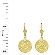 Celtic Triple Spiral Triskele Irish Knot Disc Earring Set(Available in Yellow/Rose/White Gold)