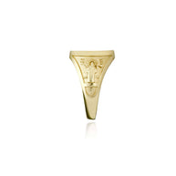 Gold Religious Patron Saint Benedict Cross Medal Signet Ring (Available in Yellow/Rose/White Gold)