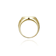 Gold Religious Patron Saint Benedict Cross Medal Signet Ring (Available in Yellow/Rose/White Gold)