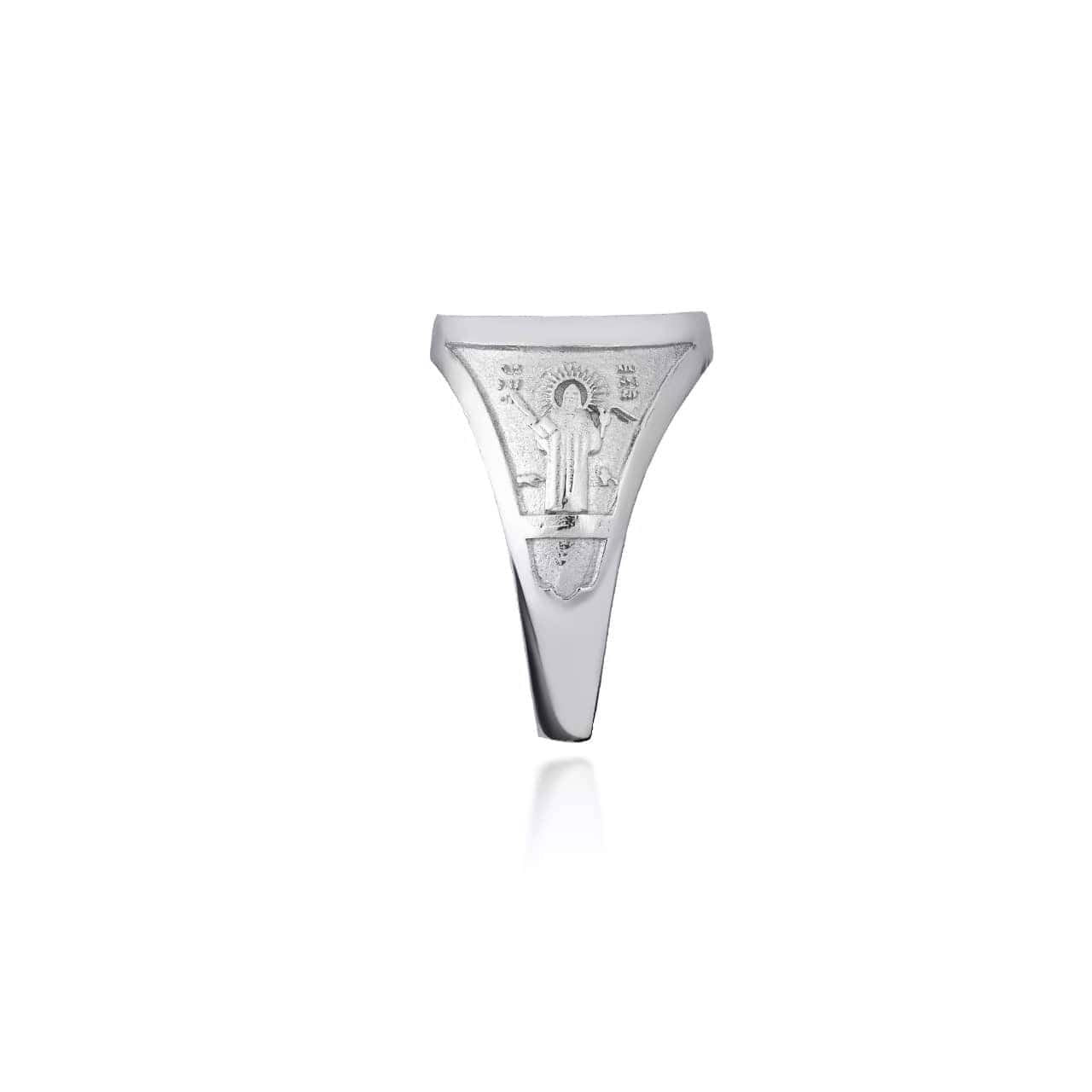 .925 Sterling Silver Large Religious Saint Benedict Holy Cross Signet Ring