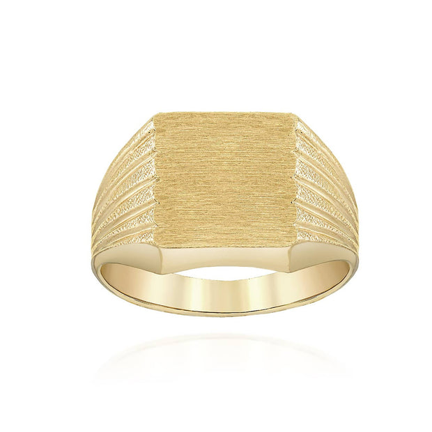 Gold Square Engravable Signet Ring (Available in Yellow/Rose/White Gold)
