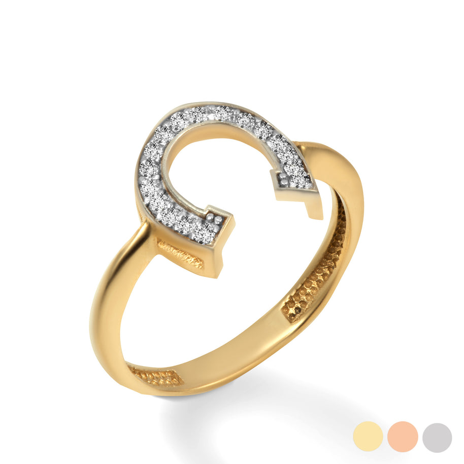 Gold Lucky Horseshoe Diamond Ring (Available in Yellow/Rose/White Gold)