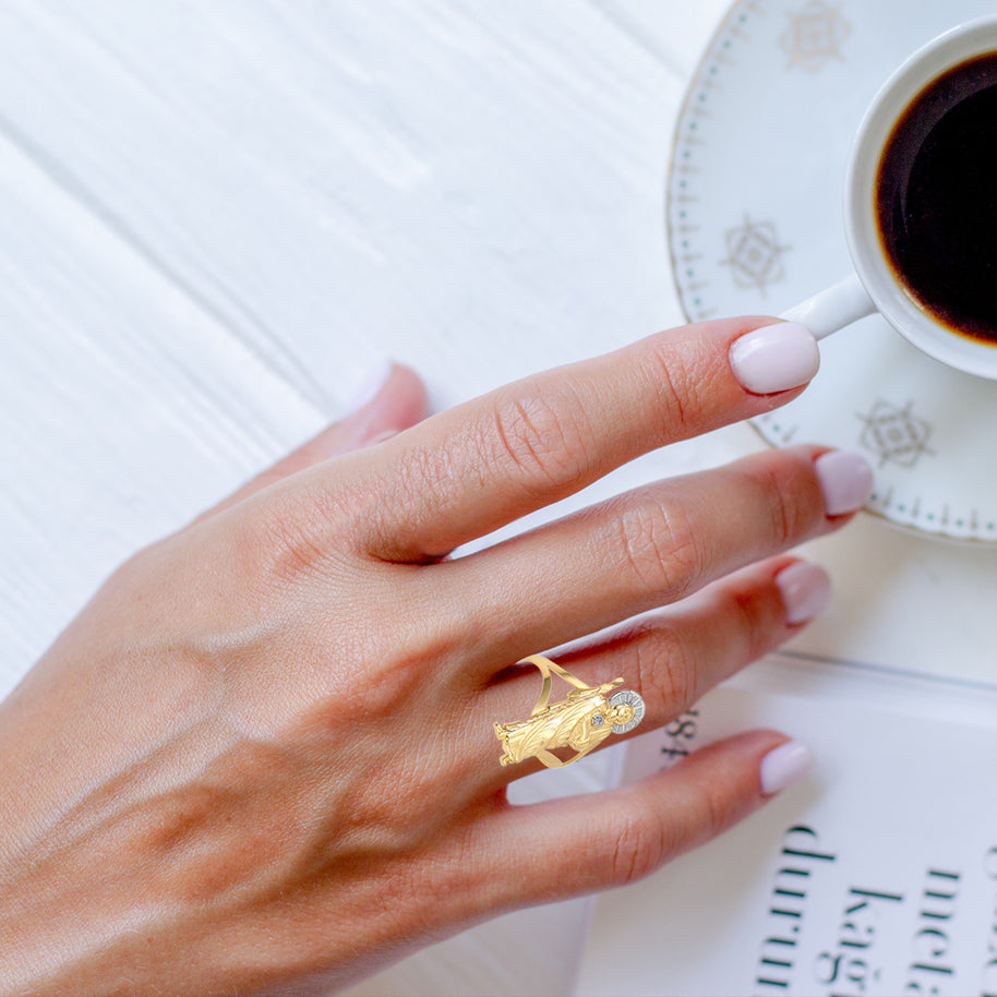 Two-Tone Gold Religious Patron Saint Jude Ring (Available in Yellow/Rose/White Gold)