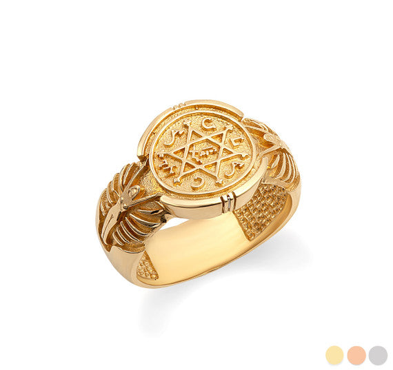 Gold Seal of King Solomon Jewish Star of David Signet Ring (Available in Yellow/Rose/White Gold)