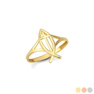 Gold Christian Fish Cross Ichthys Ring (Available in Yellow/Rose/White Gold)