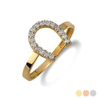 Gold Diamond Horseshoe Lucky Ring (Available in Yellow/Rose/White Gold)