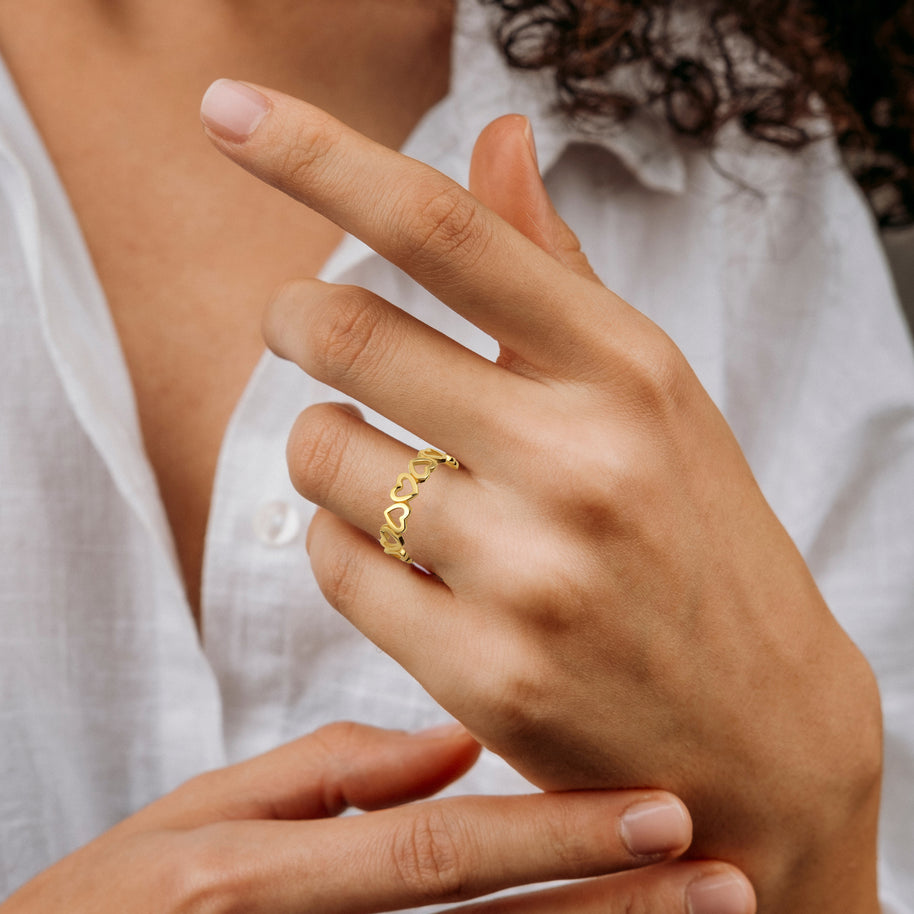Gold Heart Band Ring (Available in Yellow/Rose/White Gold)