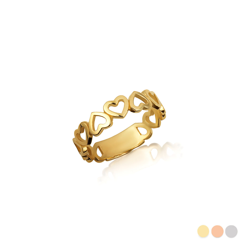 Gold Heart Band Ring (Available in Yellow/Rose/White Gold)