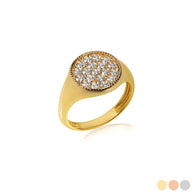 Gold Cubic Zirconia Signet Ring (Available in Yellow/Rose/White Gold)
