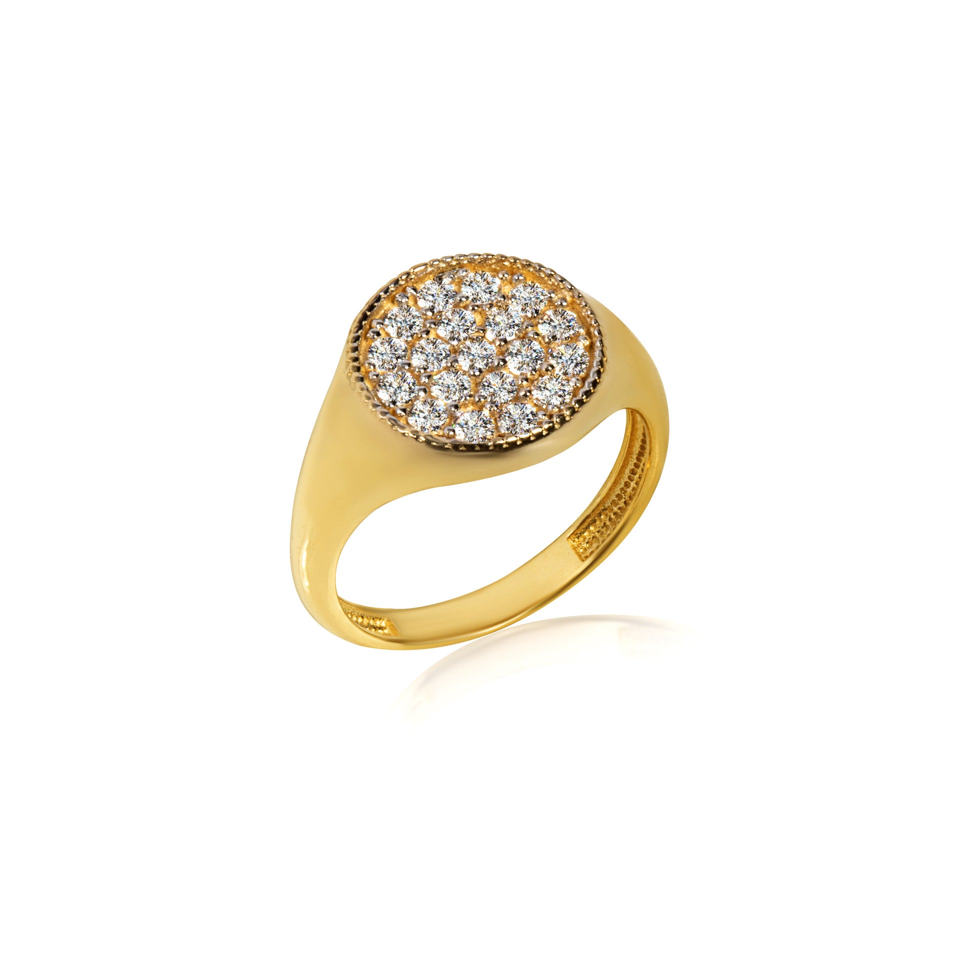 Gold Cubic Zirconia Signet Ring (Available in Yellow/Rose/White Gold)