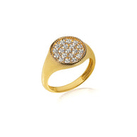 Gold Cubic Zirconia Signet Ring (Available in Yellow/Rose/White Gold)