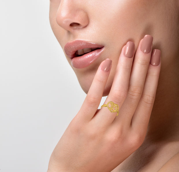 Gold Textured 15 Años Heart Quinceañera Ring (Available in Yellow/Rose/White Gold)
