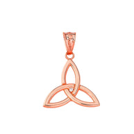 Gold Diamond Irish Celtic Triquetra Trinity Knot Pendant Necklace (Available in Yellow/Rose/White Gold)