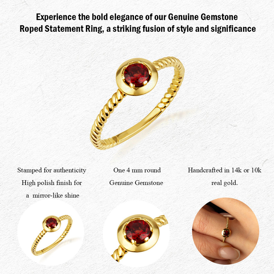 Gold Stackable Custom Birthstone Ring (Available in Yellow Gold, Rose Gold, White Gold)