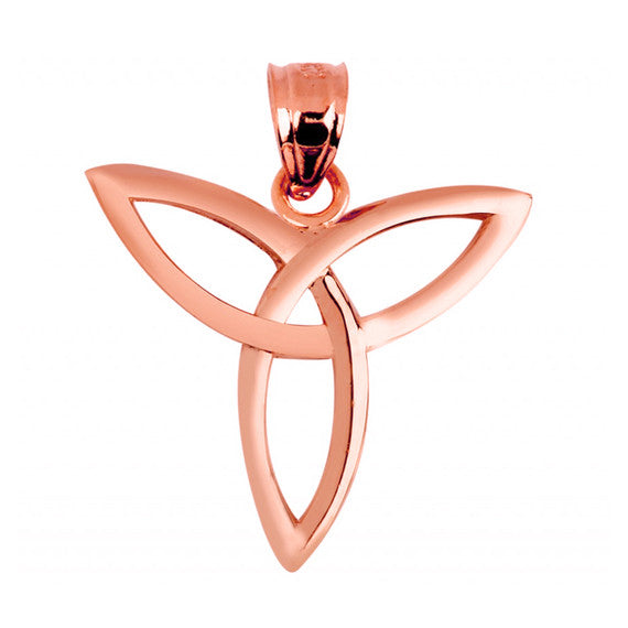 Solid Rose Gold Celtic Trinity Pendant Necklace