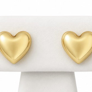 10K Yellow Gold Puffy Heart Earrings