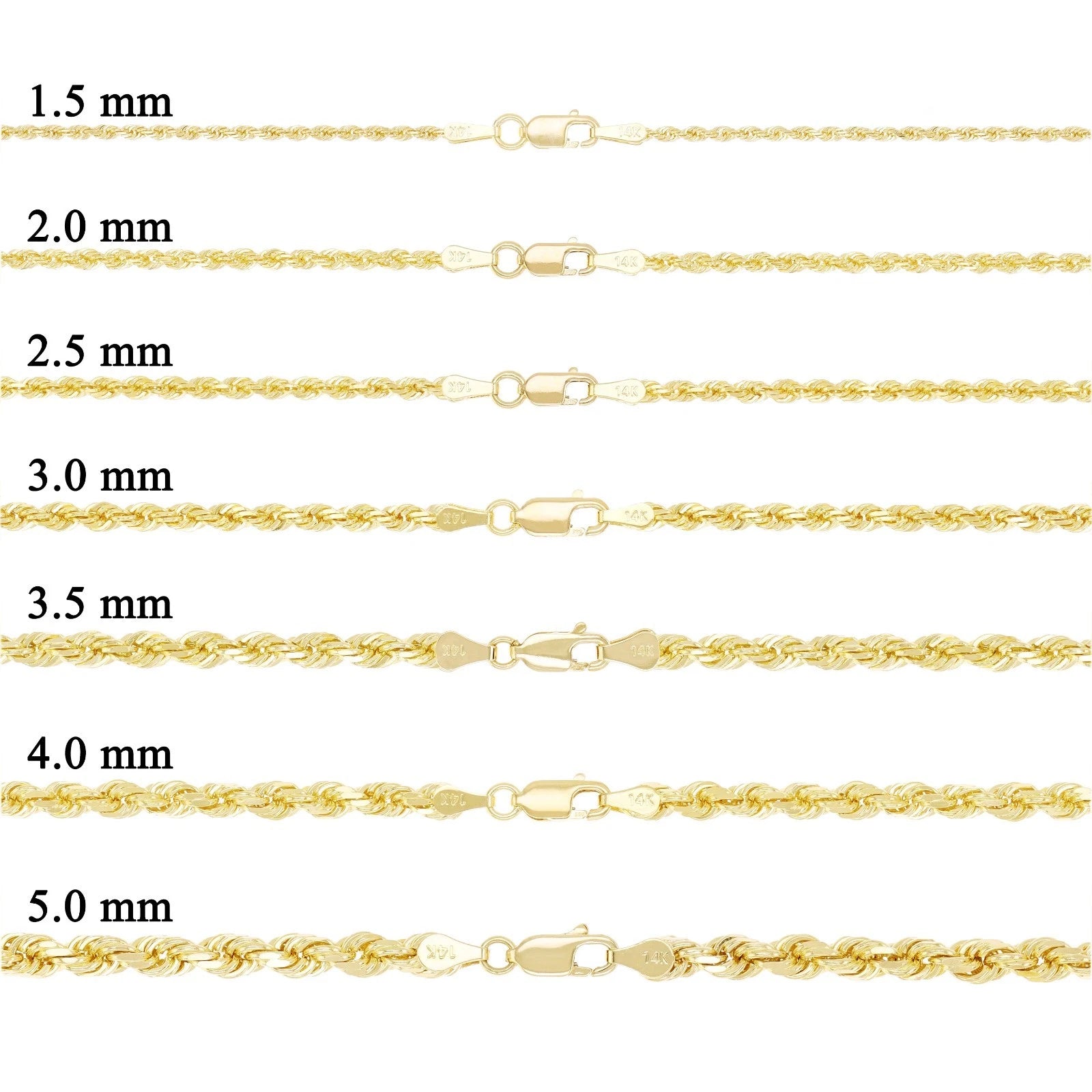 14K Yellow Gold Rope Chain