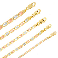 10K Gold Trio Color Valentino Chain