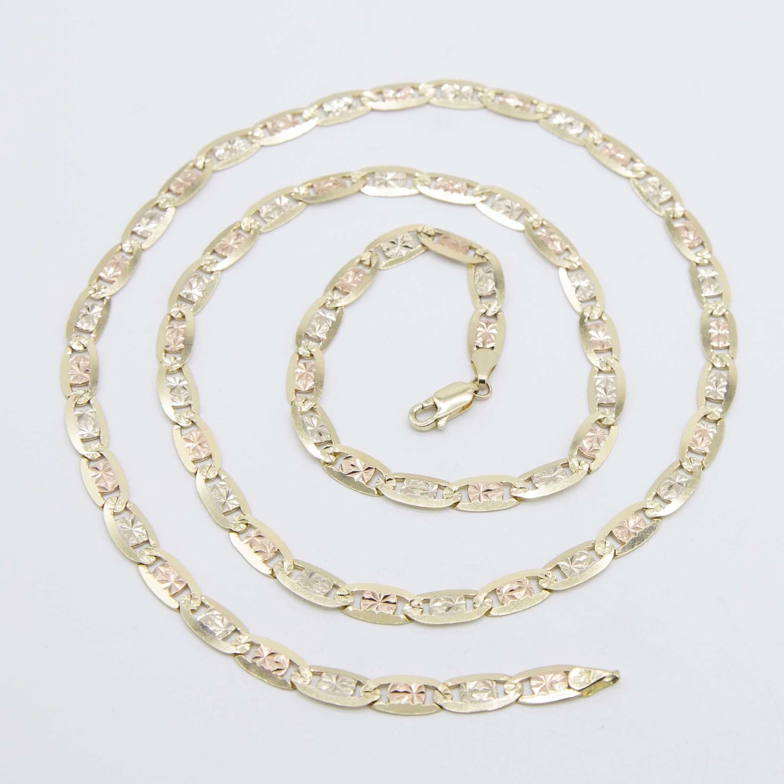 14K Gold Tri Color Valentino Chain