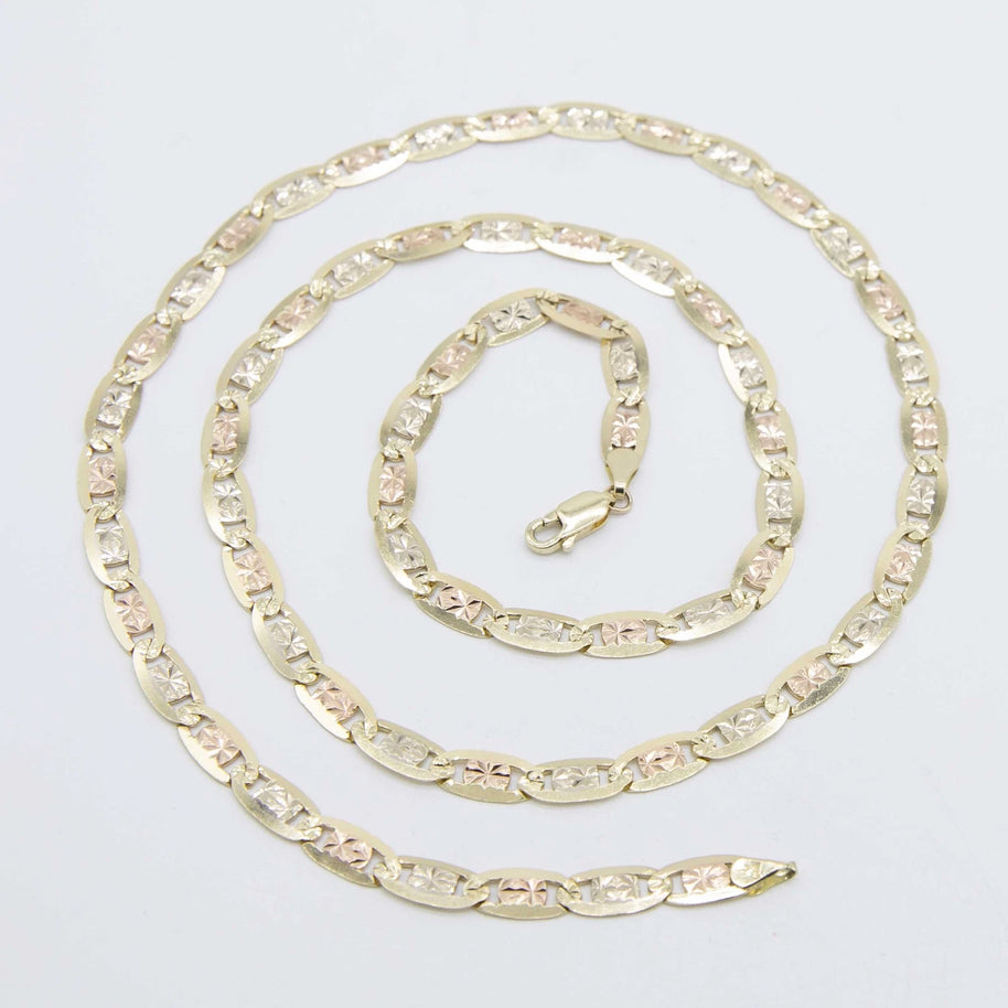 14K Gold Tri Color Valentino Chain