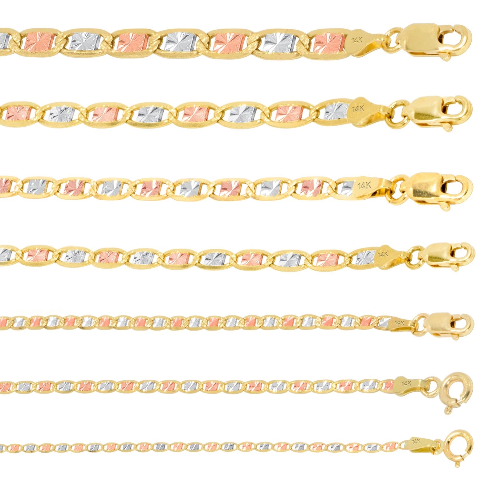14K Gold Tri Color Valentino Chain